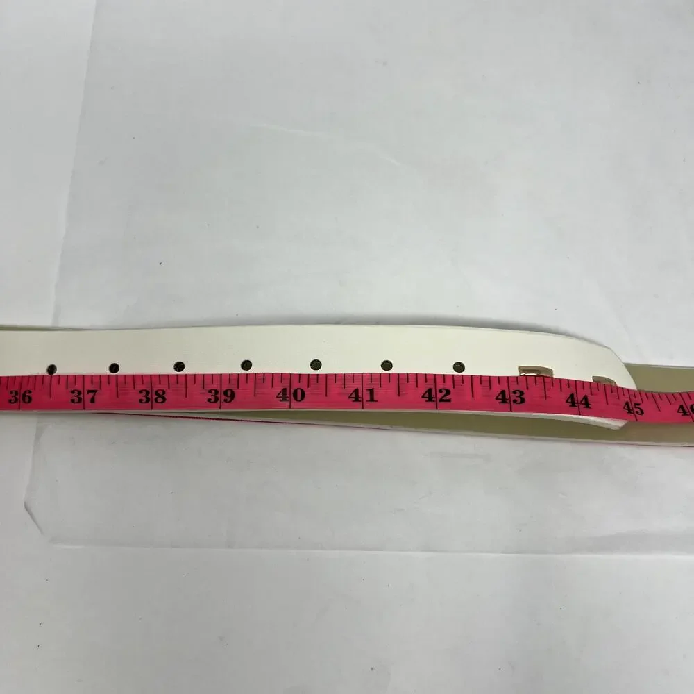 Juicy Couture Buckle Belt Women Size L / XL White 100% Polyurethane Gold Tone